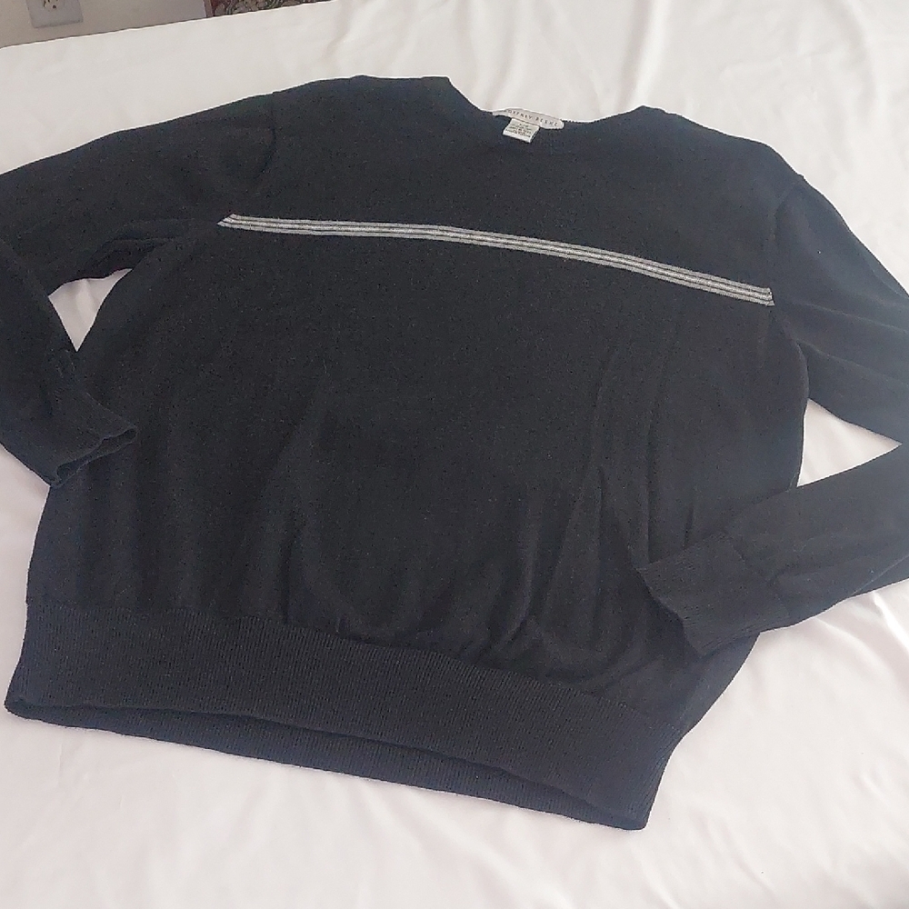 Geoffrey Beene Black and Gray Crewneck Sweater